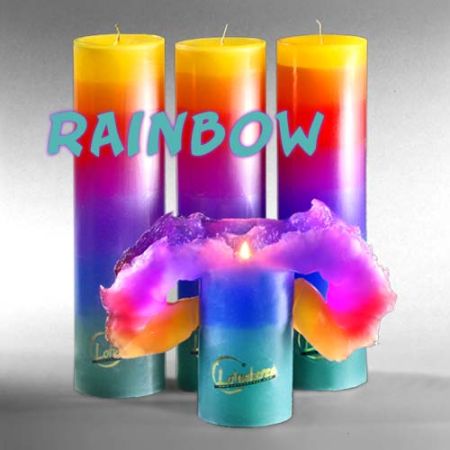 Kerzen-Design RAINBOW: Die Blüte der Lotuskerze RAINBOW erstrahlt in den 7 Farben des Regenbogens. Unser Bestseller!
